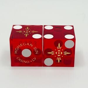 Mohegan Sun Red Casino Dice Las Vegas Matching #0483”Bone” Cancelled Dice RARE